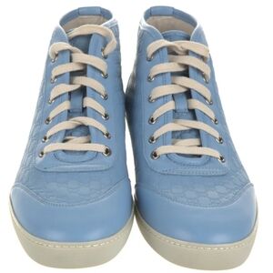 Gucci Sky Blue Microguccissima Pattern Leather Sneaker Women's Size US9.5/IT39.5